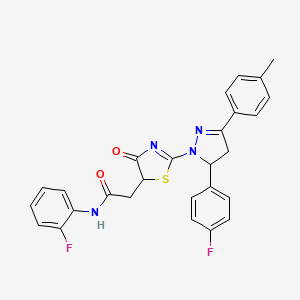 N-(2-fluorophenyl)-2-{2-[5-(4-fluorophenyl)-3-(4-methylphenyl)-4,5-dihydro-1H-pyrazol-1-yl]-4-oxo-4,5-dihydro-1,3-thiazol-5-yl}acetamide