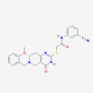 molecular formula C24H23N5O3S B11286318 N-(3-cyanophenyl)-2-{[6-(2-methoxybenzyl)-4-oxo-3,4,5,6,7,8-hexahydropyrido[4,3-d]pyrimidin-2-yl]sulfanyl}acetamide 