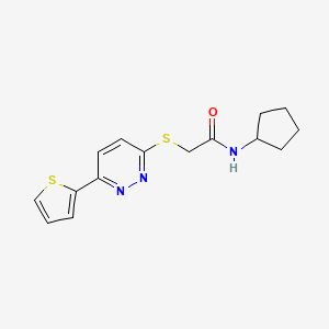 molecular formula C15H17N3OS2 B11286327 N-cyclopentyl-2-((6-(thiophen-2-yl)pyridazin-3-yl)thio)acetamide 