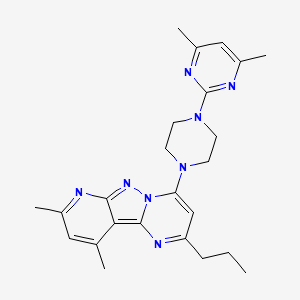 6-[4-(4,6-dimethylpyrimidin-2-yl)piperazin-1-yl]-11,13-dimethyl-4-propyl-3,7,8,10-tetrazatricyclo[7.4.0.02,7]trideca-1,3,5,8,10,12-hexaene