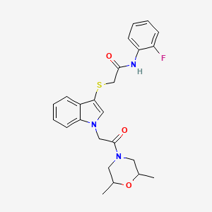 2-((1-(2-(2,6-dimethylmorpholino)-2-oxoethyl)-1H-indol-3-yl)thio)-N-(2-fluorophenyl)acetamide