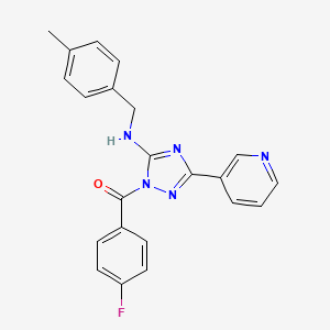 molecular formula C22H18FN5O B11286346 (4-fluorophenyl){5-[(4-methylbenzyl)amino]-3-(pyridin-3-yl)-1H-1,2,4-triazol-1-yl}methanone 