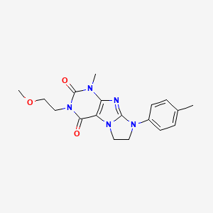 molecular formula C18H21N5O3 B11286374 3-(2-methoxyethyl)-1-methyl-8-(4-methylphenyl)-7,8-dihydro-1H-imidazo[2,1-f]purine-2,4(3H,6H)-dione 