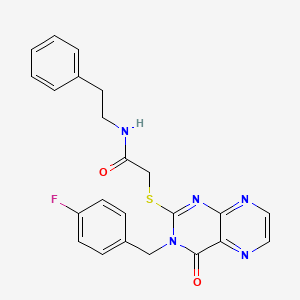 molecular formula C23H20FN5O2S B11286405 2-({3-[(4-fluorophenyl)methyl]-4-oxo-3,4-dihydropteridin-2-yl}sulfanyl)-N-(2-phenylethyl)acetamide 