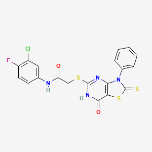 N-(3-chloro-4-fluorophenyl)-2-((7-oxo-3-phenyl-2-thioxo-2,3,6,7-tetrahydrothiazolo[4,5-d]pyrimidin-5-yl)thio)acetamide