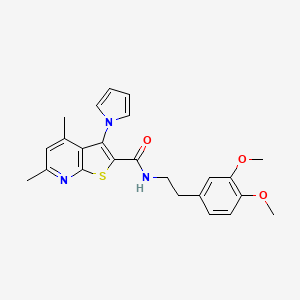 molecular formula C24H25N3O3S B11286484 N-[2-(3,4-dimethoxyphenyl)ethyl]-4,6-dimethyl-3-(1H-pyrrol-1-yl)thieno[2,3-b]pyridine-2-carboxamide 