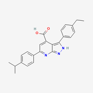 3-(4-Ethylphenyl)-6-[4-(propan-2-YL)phenyl]-2H-pyrazolo[3,4-B]pyridine-4-carboxylic acid