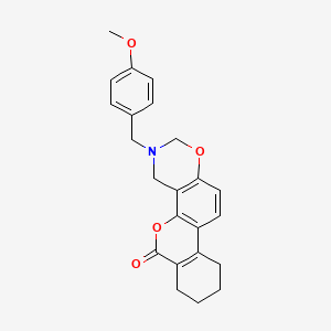 molecular formula C23H23NO4 B11286543 3-(4-methoxybenzyl)-3,4,7,8,9,10-hexahydro-2H,6H-benzo[3,4]chromeno[8,7-e][1,3]oxazin-6-one 