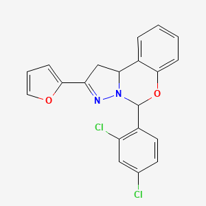 molecular formula C20H14Cl2N2O2 B11286552 5-(2,4-Dichlorophenyl)-2-(2-furyl)-1,10b-dihydropyrazolo[1,5-c][1,3]benzoxazine 