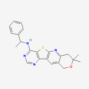 molecular formula C22H22N4OS B11286583 5,5-dimethyl-N-(1-phenylethyl)-6-oxa-17-thia-2,12,14-triazatetracyclo[8.7.0.03,8.011,16]heptadeca-1,3(8),9,11,13,15-hexaen-15-amine 