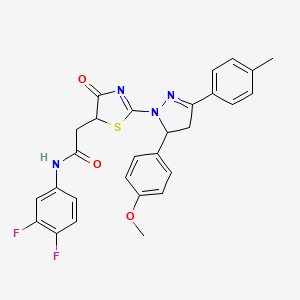 N-(3,4-difluorophenyl)-2-{2-[5-(4-methoxyphenyl)-3-(4-methylphenyl)-4,5-dihydro-1H-pyrazol-1-yl]-4-oxo-4,5-dihydro-1,3-thiazol-5-yl}acetamide