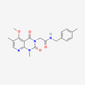 molecular formula C20H22N4O4 B11286627 2-(5-methoxy-1,6-dimethyl-2,4-dioxo-1,2-dihydropyrido[2,3-d]pyrimidin-3(4H)-yl)-N-(4-methylbenzyl)acetamide 