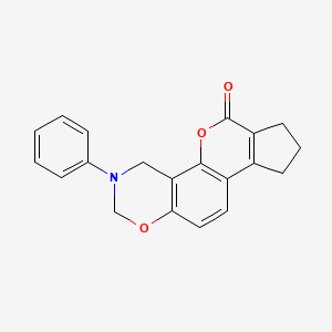 molecular formula C20H17NO3 B11286637 3-phenyl-3,4,8,9-tetrahydro-2H-cyclopenta[3,4]chromeno[8,7-e][1,3]oxazin-6(7H)-one 