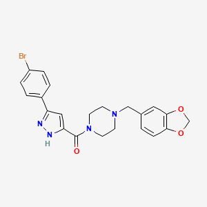 molecular formula C22H21BrN4O3 B11286648 [4-(1,3-benzodioxol-5-ylmethyl)piperazin-1-yl][5-(4-bromophenyl)-1H-pyrazol-3-yl]methanone 