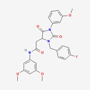 molecular formula C27H26FN3O6 B11286650 N-(3,5-dimethoxyphenyl)-2-[3-(4-fluorobenzyl)-1-(3-methoxyphenyl)-2,5-dioxoimidazolidin-4-yl]acetamide 