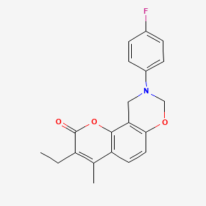 molecular formula C20H18FNO3 B11286723 3-ethyl-9-(4-fluorophenyl)-4-methyl-9,10-dihydro-2H,8H-chromeno[8,7-e][1,3]oxazin-2-one 