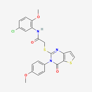 molecular formula C22H18ClN3O4S2 B11286747 N-(5-chloro-2-methoxyphenyl)-2-{[3-(4-methoxyphenyl)-4-oxo-3,4-dihydrothieno[3,2-d]pyrimidin-2-yl]sulfanyl}acetamide 