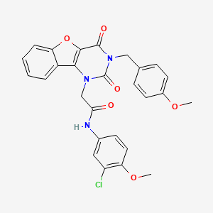 molecular formula C27H22ClN3O6 B11286760 N-(3-chloro-4-methoxyphenyl)-2-(3-(4-methoxybenzyl)-2,4-dioxo-3,4-dihydrobenzofuro[3,2-d]pyrimidin-1(2H)-yl)acetamide 