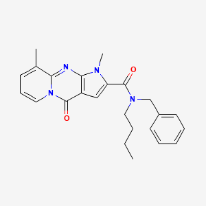 molecular formula C24H26N4O2 B11286772 N-benzyl-N-butyl-1,9-dimethyl-4-oxo-1,4-dihydropyrido[1,2-a]pyrrolo[2,3-d]pyrimidine-2-carboxamide 