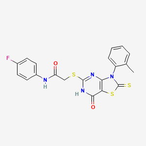 N-(4-fluorophenyl)-2-((7-oxo-2-thioxo-3-(o-tolyl)-2,3,6,7-tetrahydrothiazolo[4,5-d]pyrimidin-5-yl)thio)acetamide