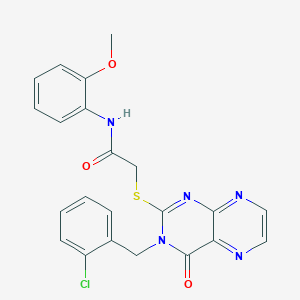 2-({3-[(2-chlorophenyl)methyl]-4-oxo-3,4-dihydropteridin-2-yl}sulfanyl)-N-(2-methoxyphenyl)acetamide