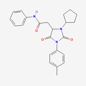 2-[3-cyclopentyl-1-(4-methylphenyl)-2,5-dioxoimidazolidin-4-yl]-N-phenylacetamide