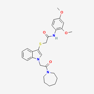 molecular formula C26H31N3O4S B11286792 2-((1-(2-(azepan-1-yl)-2-oxoethyl)-1H-indol-3-yl)thio)-N-(2,4-dimethoxyphenyl)acetamide 