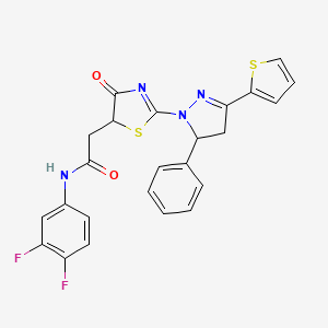 N-(3,4-difluorophenyl)-2-{4-oxo-2-[5-phenyl-3-(thiophen-2-yl)-4,5-dihydro-1H-pyrazol-1-yl]-4,5-dihydro-1,3-thiazol-5-yl}acetamide