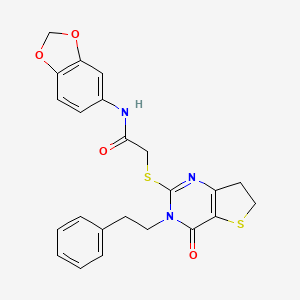 N-(benzo[d][1,3]dioxol-5-yl)-2-((4-oxo-3-phenethyl-3,4,6,7-tetrahydrothieno[3,2-d]pyrimidin-2-yl)thio)acetamide