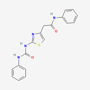 molecular formula C18H16N4O2S B11286858 N-phenyl-2-(2-(3-phenylureido)thiazol-4-yl)acetamide 