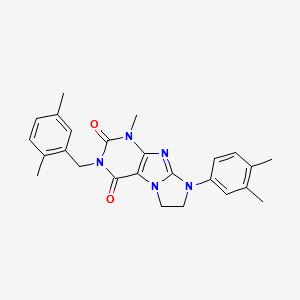 molecular formula C25H27N5O2 B11286870 6-(3,4-Dimethylphenyl)-2-[(2,5-dimethylphenyl)methyl]-4-methyl-7,8-dihydropurino[7,8-a]imidazole-1,3-dione 