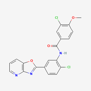 molecular formula C20H13Cl2N3O3 B11286873 3-chloro-N-[2-chloro-5-([1,3]oxazolo[4,5-b]pyridin-2-yl)phenyl]-4-methoxybenzamide 