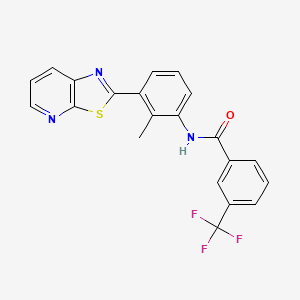 molecular formula C21H14F3N3OS B11286883 N-(2-Methyl-3-{[1,3]thiazolo[5,4-B]pyridin-2-YL}phenyl)-3-(trifluoromethyl)benzamide 