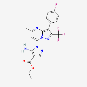 ethyl 5-amino-1-[3-(4-fluorophenyl)-5-methyl-2-(trifluoromethyl)pyrazolo[1,5-a]pyrimidin-7-yl]-1H-pyrazole-4-carboxylate