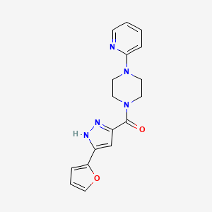 molecular formula C17H17N5O2 B11286904 1-[3-(Furan-2-YL)-1H-pyrazole-5-carbonyl]-4-(pyridin-2-YL)piperazine 