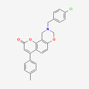 molecular formula C25H20ClNO3 B11286912 9-(4-chlorobenzyl)-4-(4-methylphenyl)-9,10-dihydro-2H,8H-chromeno[8,7-e][1,3]oxazin-2-one 