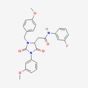 N-(3-fluorophenyl)-2-[3-(4-methoxybenzyl)-1-(3-methoxyphenyl)-2,5-dioxoimidazolidin-4-yl]acetamide