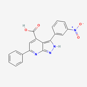 molecular formula C19H12N4O4 B11286929 3-(3-nitrophenyl)-6-phenyl-1H-pyrazolo[3,4-b]pyridine-4-carboxylic acid 