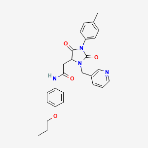 molecular formula C27H28N4O4 B11286953 2-[1-(4-methylphenyl)-2,5-dioxo-3-(pyridin-3-ylmethyl)imidazolidin-4-yl]-N-(4-propoxyphenyl)acetamide 