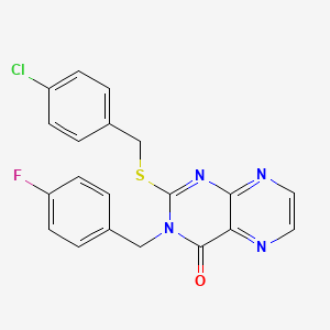 2-{[(4-Chlorophenyl)methyl]sulfanyl}-3-[(4-fluorophenyl)methyl]-3,4-dihydropteridin-4-one