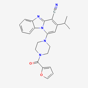 molecular formula C24H23N5O2 B11287029 1-[4-(Furan-2-carbonyl)piperazin-1-yl]-3-propan-2-ylpyrido[1,2-a]benzimidazole-4-carbonitrile 