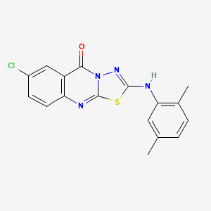 molecular formula C17H13ClN4OS B11287032 7-Chloro-2-[(2,5-dimethylphenyl)amino]-5H-[1,3,4]thiadiazolo[2,3-B]quinazolin-5-one 