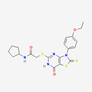 N-cyclopentyl-2-((3-(4-ethoxyphenyl)-7-oxo-2-thioxo-2,3,6,7-tetrahydrothiazolo[4,5-d]pyrimidin-5-yl)thio)acetamide