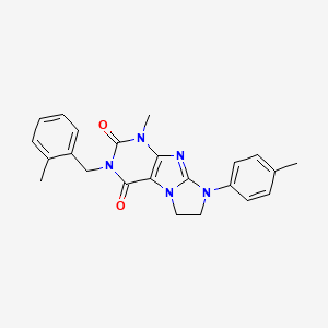 molecular formula C23H23N5O2 B11287137 4-Methyl-6-(4-methylphenyl)-2-[(2-methylphenyl)methyl]-7,8-dihydropurino[7,8-a]imidazole-1,3-dione 