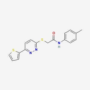 molecular formula C17H15N3OS2 B11287157 2-((6-(thiophen-2-yl)pyridazin-3-yl)thio)-N-(p-tolyl)acetamide 