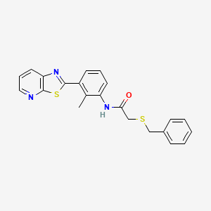 2-(benzylthio)-N-(2-methyl-3-(thiazolo[5,4-b]pyridin-2-yl)phenyl)acetamide