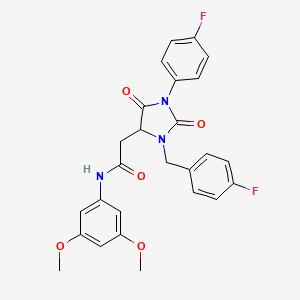 molecular formula C26H23F2N3O5 B11287223 N-(3,5-dimethoxyphenyl)-2-[3-(4-fluorobenzyl)-1-(4-fluorophenyl)-2,5-dioxoimidazolidin-4-yl]acetamide 