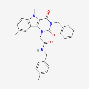 molecular formula C29H28N4O3 B11287226 2-(3-benzyl-5,8-dimethyl-2,4-dioxo-2,3,4,5-tetrahydro-1H-pyrimido[5,4-b]indol-1-yl)-N-(4-methylbenzyl)acetamide 