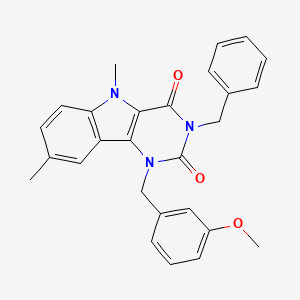 molecular formula C27H25N3O3 B11287229 3-benzyl-1-(3-methoxybenzyl)-5,8-dimethyl-1H-pyrimido[5,4-b]indole-2,4(3H,5H)-dione 