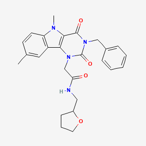 2-(3-benzyl-5,8-dimethyl-2,4-dioxo-2,3,4,5-tetrahydro-1H-pyrimido[5,4-b]indol-1-yl)-N-(tetrahydrofuran-2-ylmethyl)acetamide